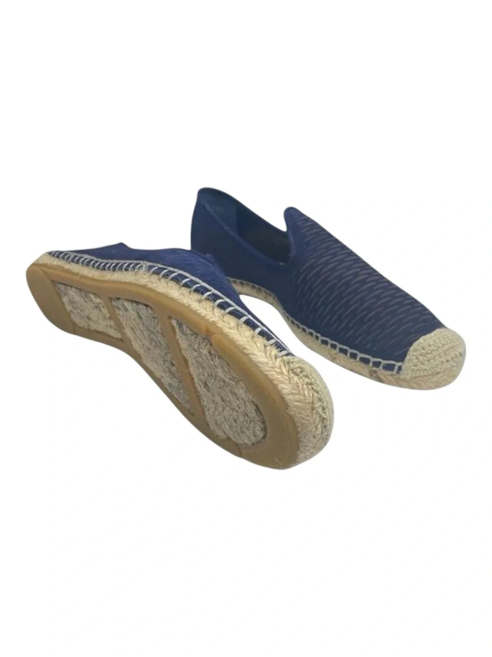 Vince Camuto ⌘ Disti Perforated Leather Flat Jute Trim Espadrilles ⌘ Navy 36 6M